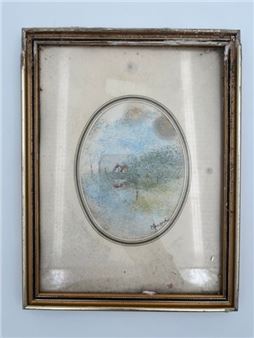 Paysage lacustre avec une maison - Léo Massard