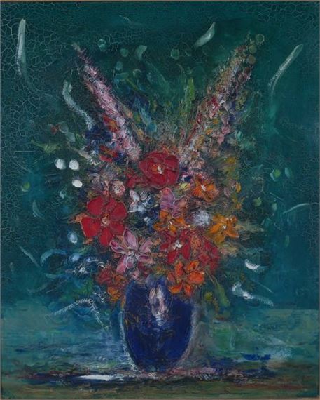 Emile GERARD Flowers Oil on canvas by Emile Gerard