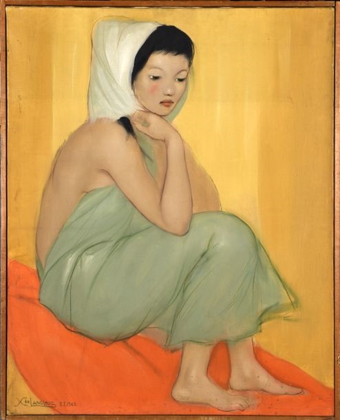 Artwork by Xavier de Langais, Young seated woman, Made of Oil on canvas