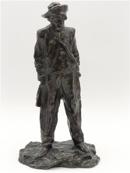 a patinated bronze figure of a standing man - Édouard Fortini