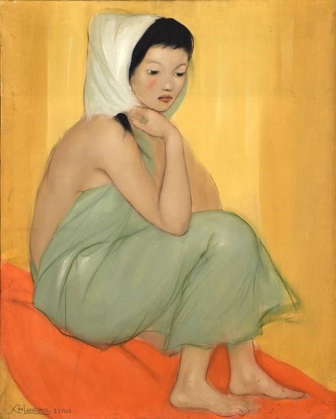 Artwork by Xavier de Langais, Young seated woman, Made of Oil on canvas