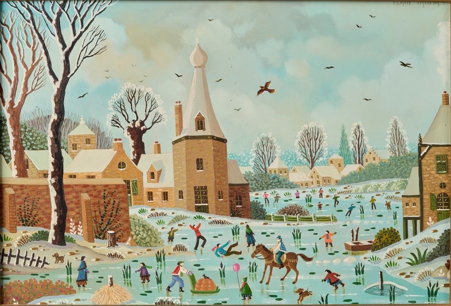 Alain Thomas | . Les glissades Oil on isorel panel signed upper right ...