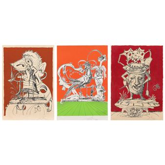THREE PRINTS FROM "LES SONGES DROLATIQUES DE PANTAGRUEL - Salvador Dalí