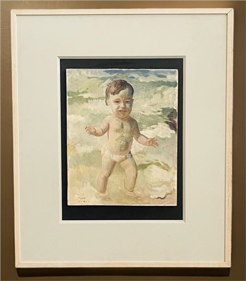 Arthur Murch | Original Arthur Murch - Toddler Playing In Sea. Oil On ...