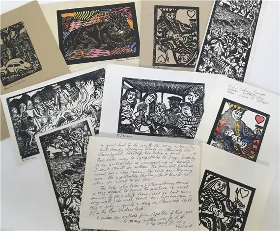 Collection of Rhoda Dawson black and white lino cut prints - Rhoda Dawson