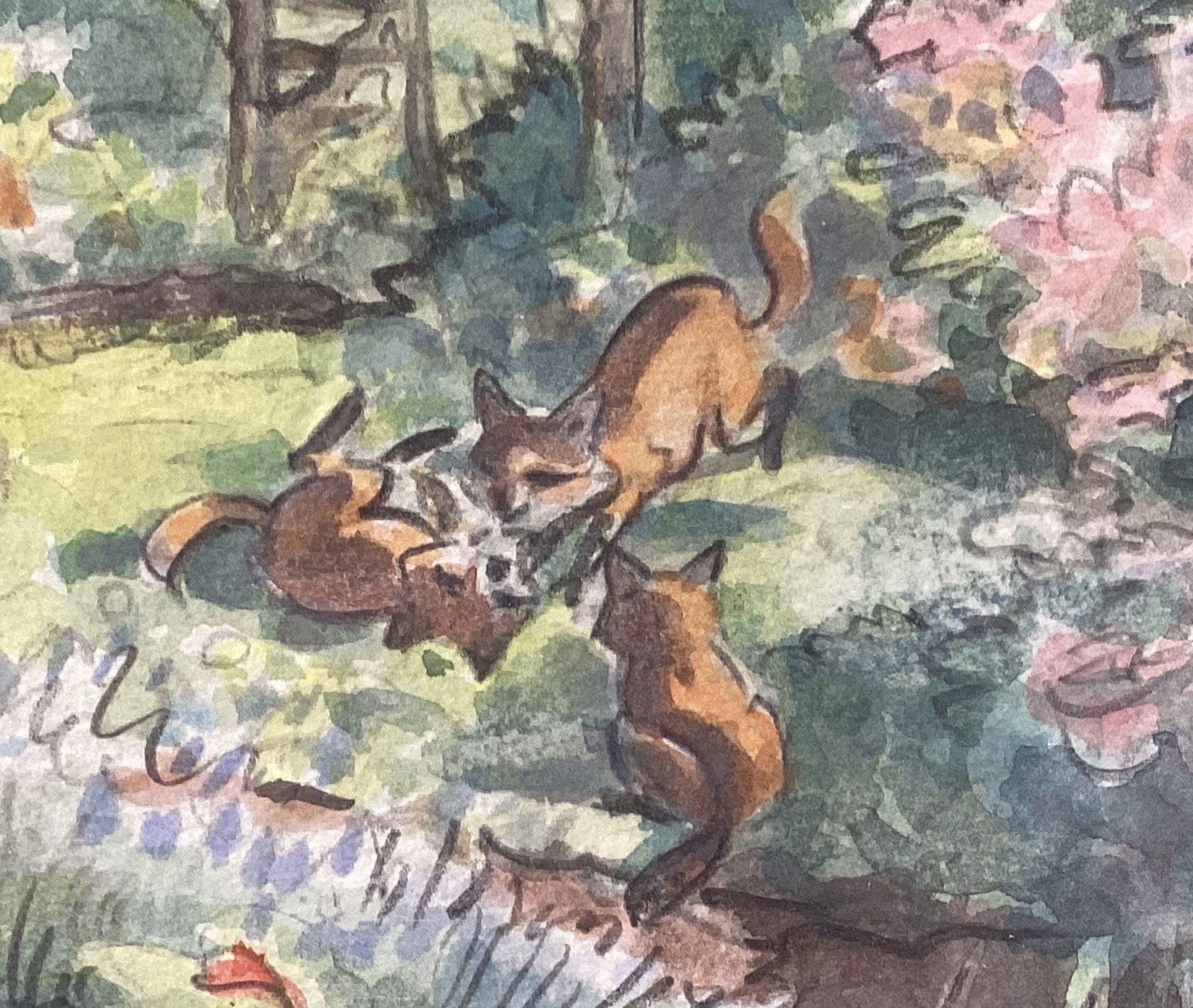 Peter Partington | spring time garden with birds and animals | MutualArt