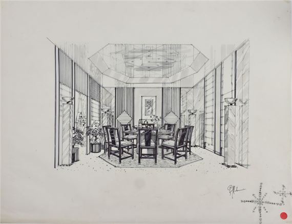 Project for a private apartment - art deco dining room by Gilles Quiffet