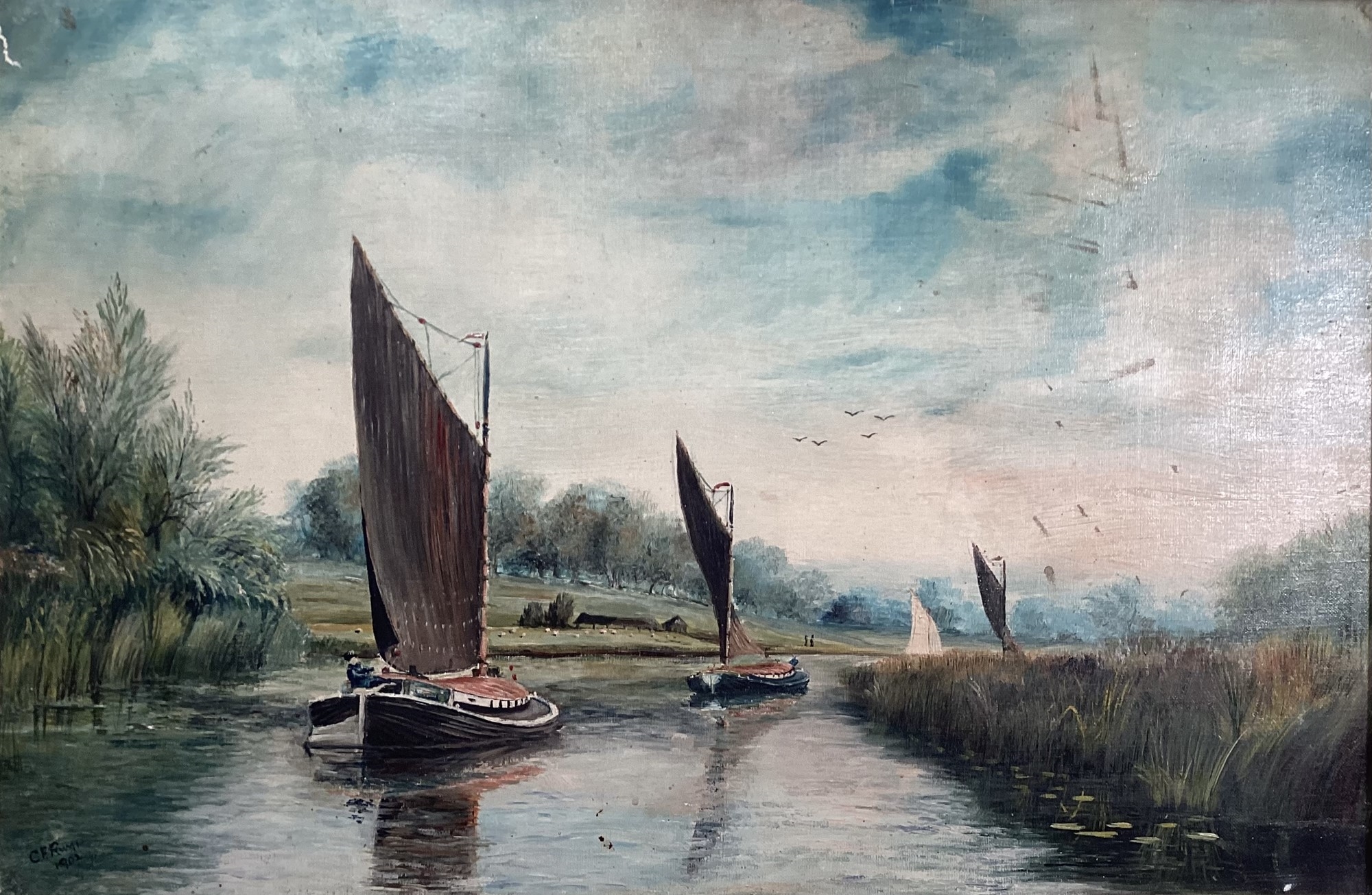 Charles Frederick Rump | Wherry boats sailing on the Norfolk Broads ...