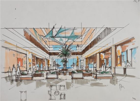 Sketch for Sheraton Hotel, Tripoli, Libya by Gilles Quiffet