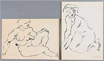 In lots: - Study of a seated nude - Jean-françois Hamelin