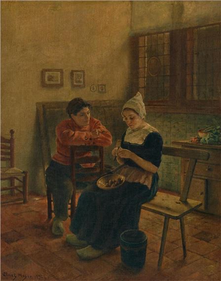 Interior Scene with Couple by Claus Meyer, 1892