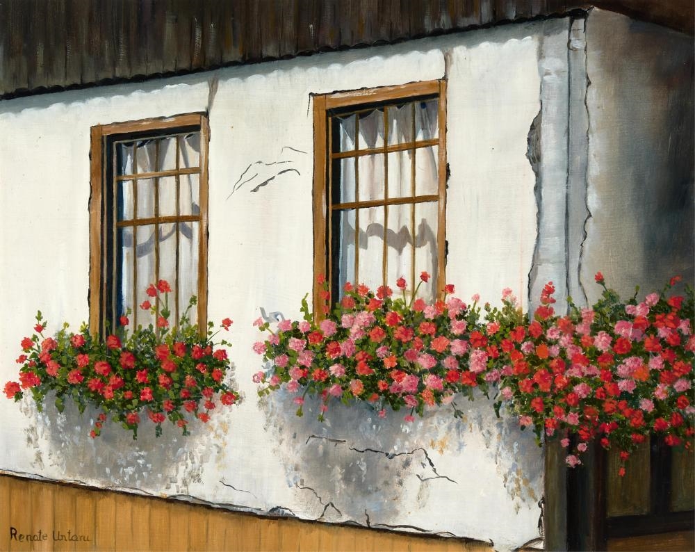 Artwork by Renate Untaru, Flower Boxes, Made of oil on board
signed lower right, oil on board