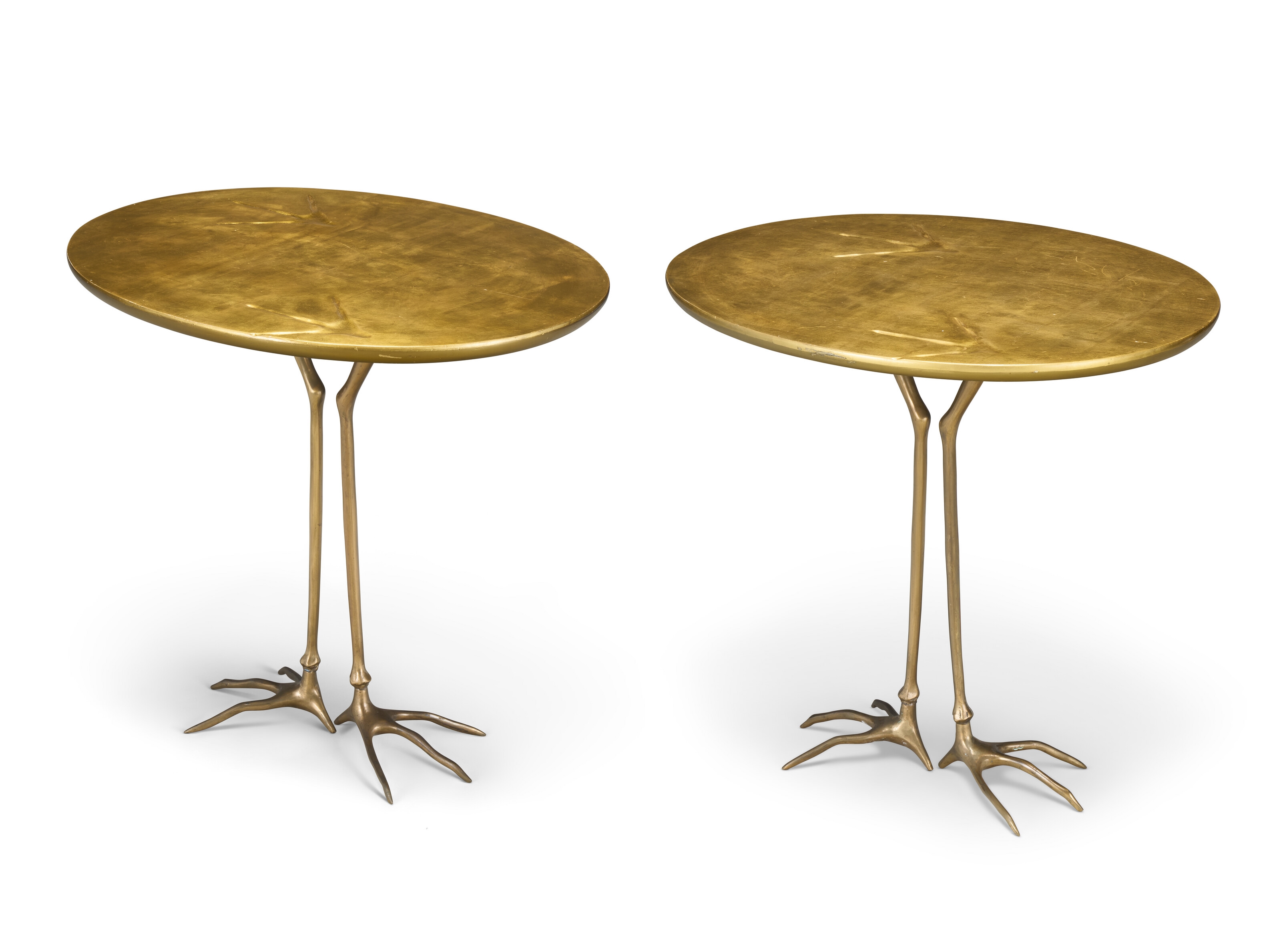 Artwork by Meret Oppenheim, Traccia' Side Tables, Made of gilt wood, gilt bronze