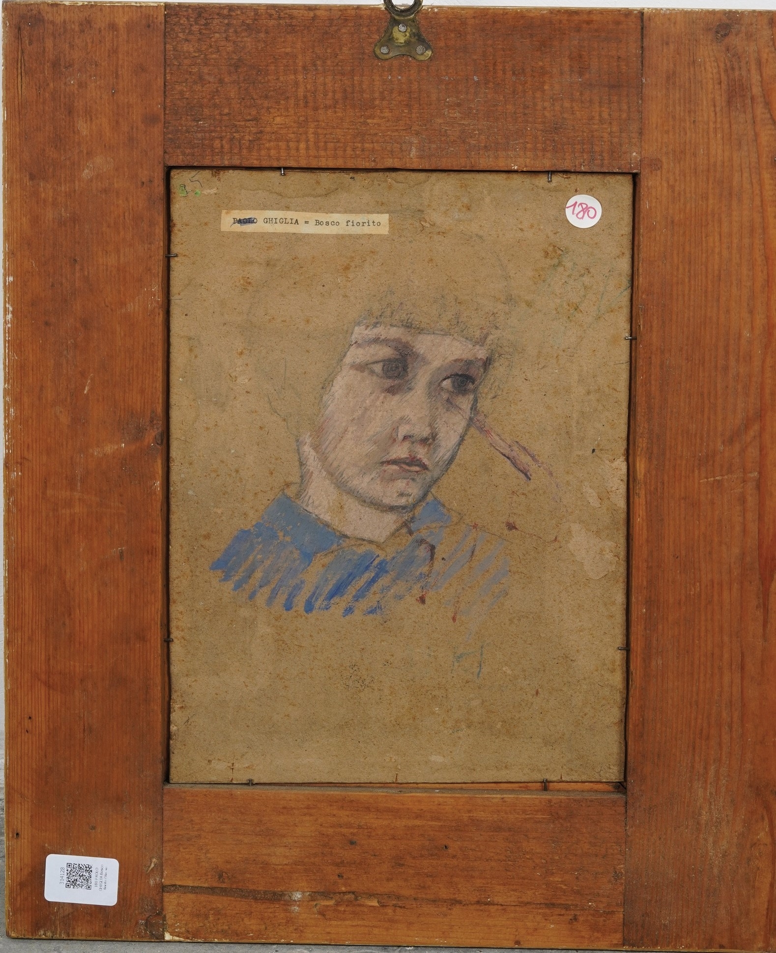 Artwork by Paolo Ghiglia, Bosco fiorito; Volto di bimba (verso), Made of Oil on cardboard