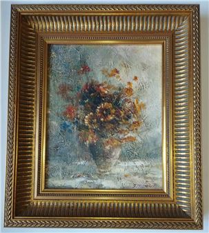 POMARAŃCZOWE KWIATY W WAZONIE - Stanislaw Przewlocki