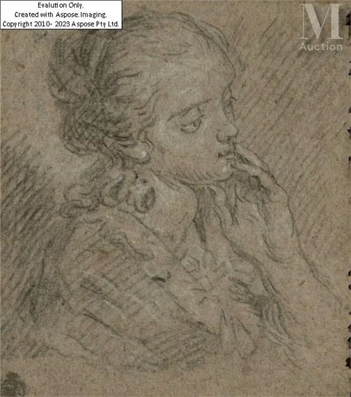 Portrait de femme, la main posée sur le menton by Venetian School, 18th Century, circa 1700