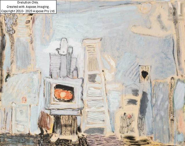 Artwork by Pierre Grimm, L’atelier du peintre, Made of Mixed media on paper