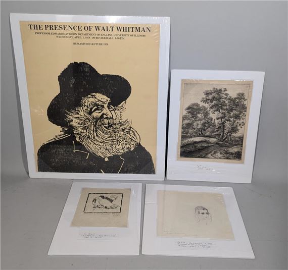 A Collection of Unframed Art including a Sketch by Audrey Ushenko - Audrey Ushenko