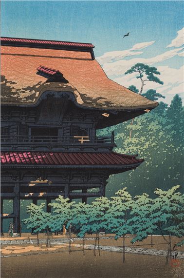 KAWASE HASUI: KENCHO TEMPLE, KAMAKURA by Hasui Kawase, dated 1933