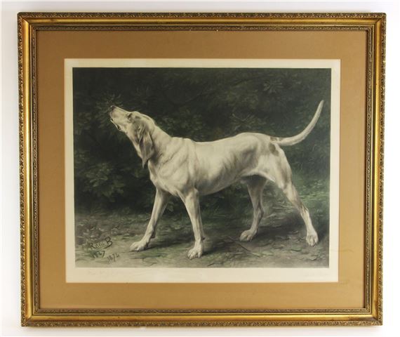 A hound against foliage, by Rosa Bonheur, 1884