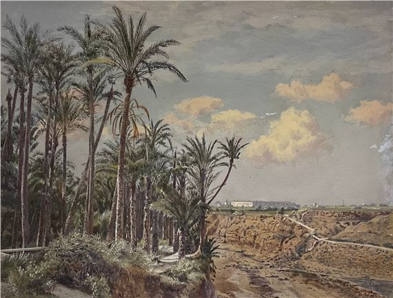 The Dry River, Middle Eastern Landscape with Palm Trees by Martin Snape