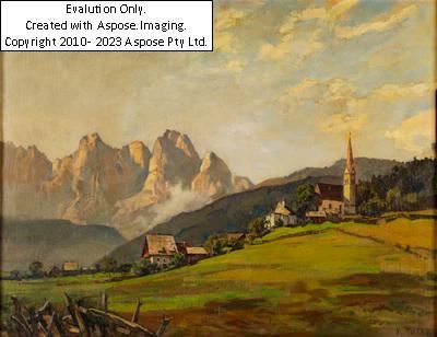 (Wien 1889-1952) Gosau mit dem Gosaupass - Karl Tucek