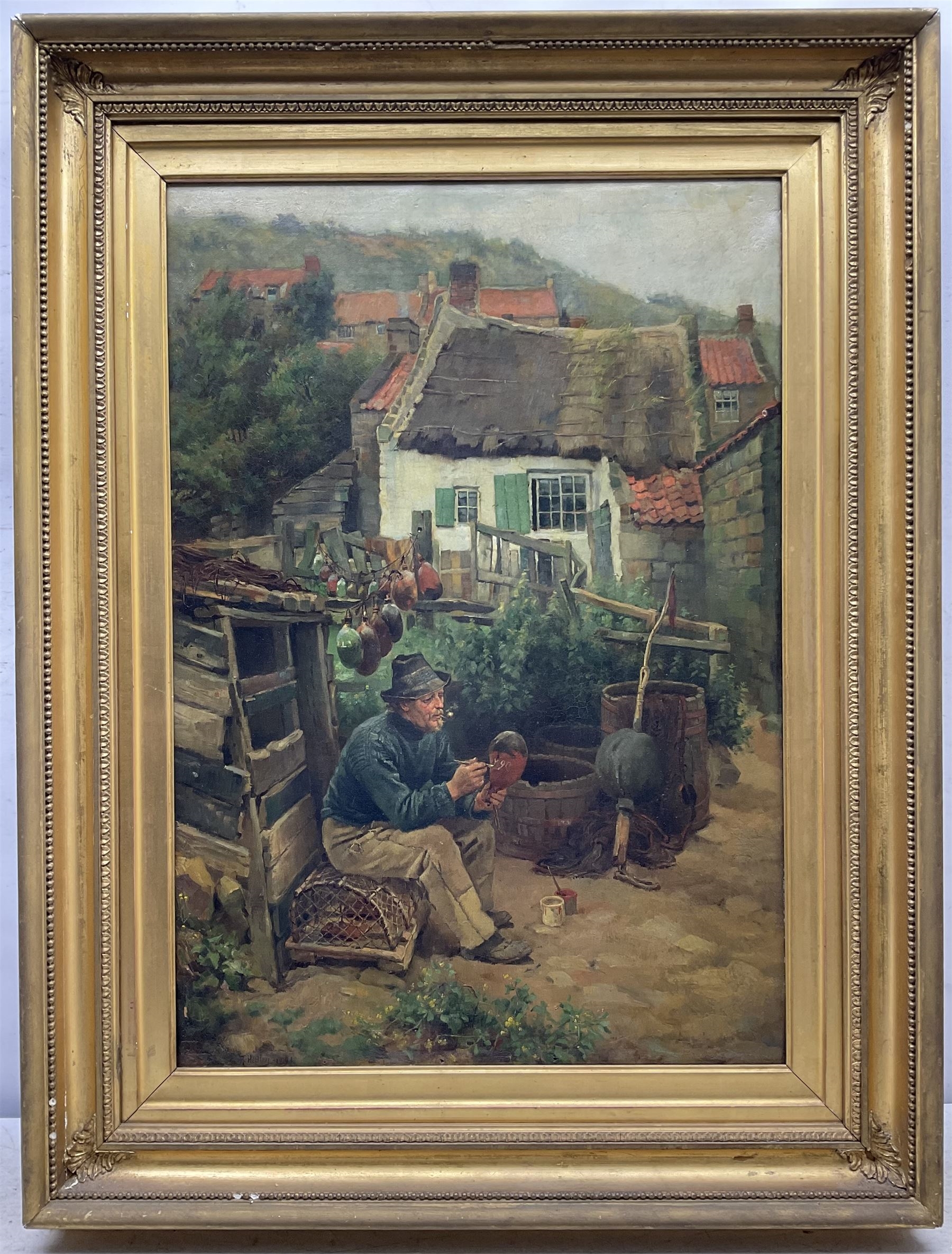 Ralph Hedley | Painting Buoys at Runswick Bay (1891) | MutualArt