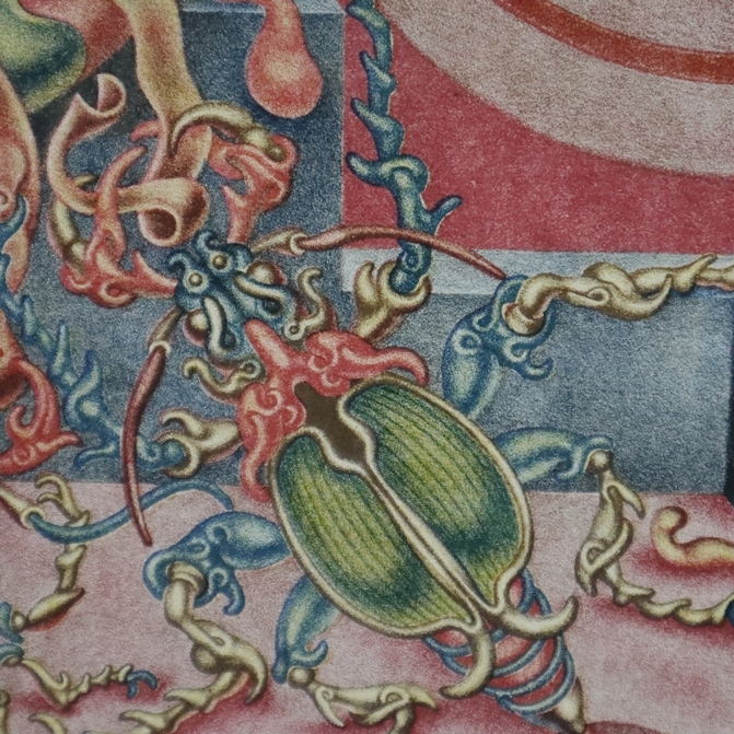 Artwork by Frederick Gross, Gross, Fridrich (XX) - "Verfall des Patera", 1971, Farblithografie auf Papier, unten links in Blei, Made of Farblithografie auf Papier