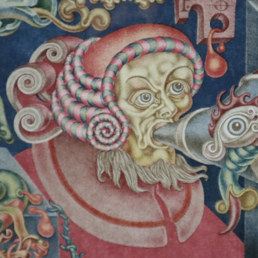 Artwork by Frederick Gross, Gross, Fridrich (XX) - "Verfall des Patera", 1971, Farblithografie auf Papier, unten links in Blei, Made of Farblithografie auf Papier