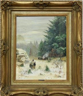 FEY, CARL OTTO Dusseldorf 1894 - 1971 Altenkirchen Hunting scene in winter - Carl Otto Fey