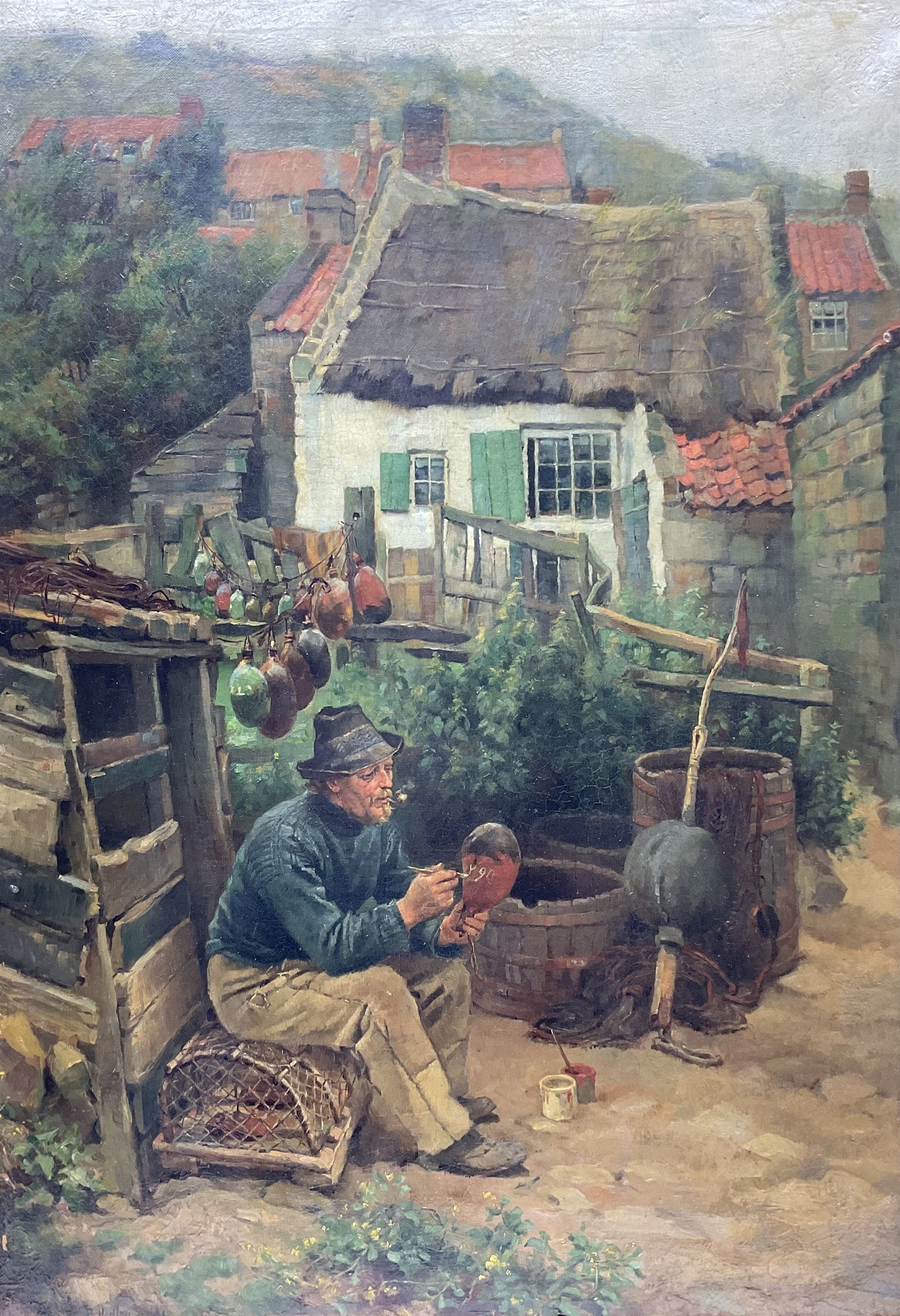 Ralph Hedley | Painting Buoys at Runswick Bay (1891) | MutualArt