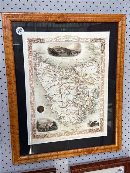 JOHN TALLIS FRAMED MAP PRINT - VAN DIEMENS ISLAND C1851 by John Tallis, circa 1851