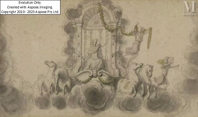 Artwork by German School, 18th Century, Le char d’Apollon, Made of Pen and black ink, grey wash