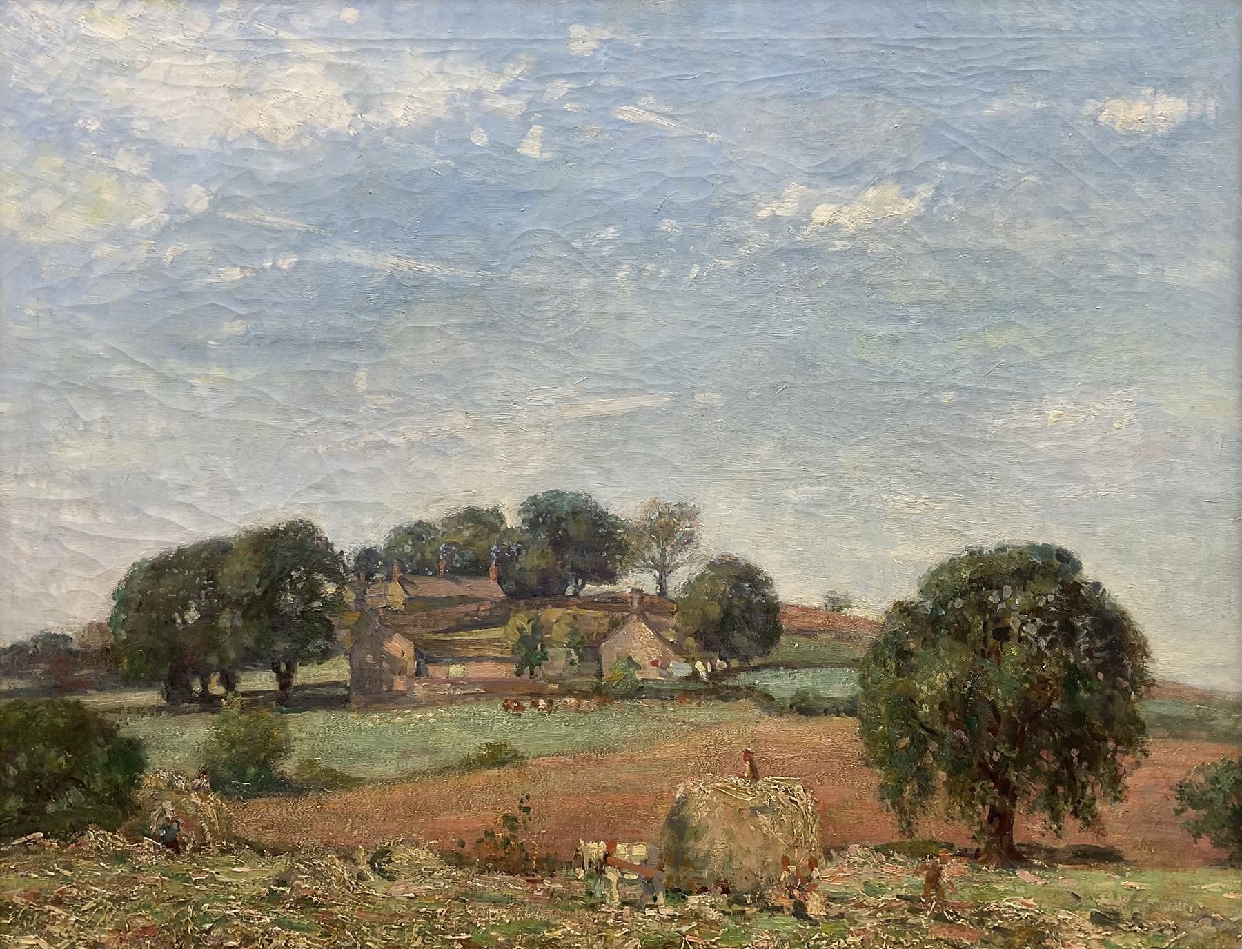 Stanley Royle | Harvesting with Cottages Beyond | MutualArt