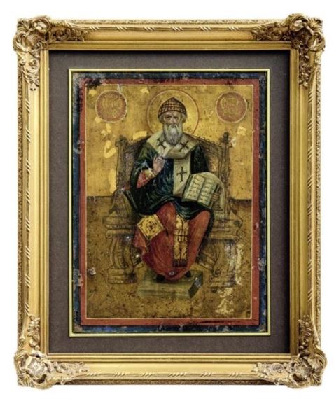 Ikone mit dem heiligen Spyridon, Griechenland, 19. Jh by Patron Saint, 19th century