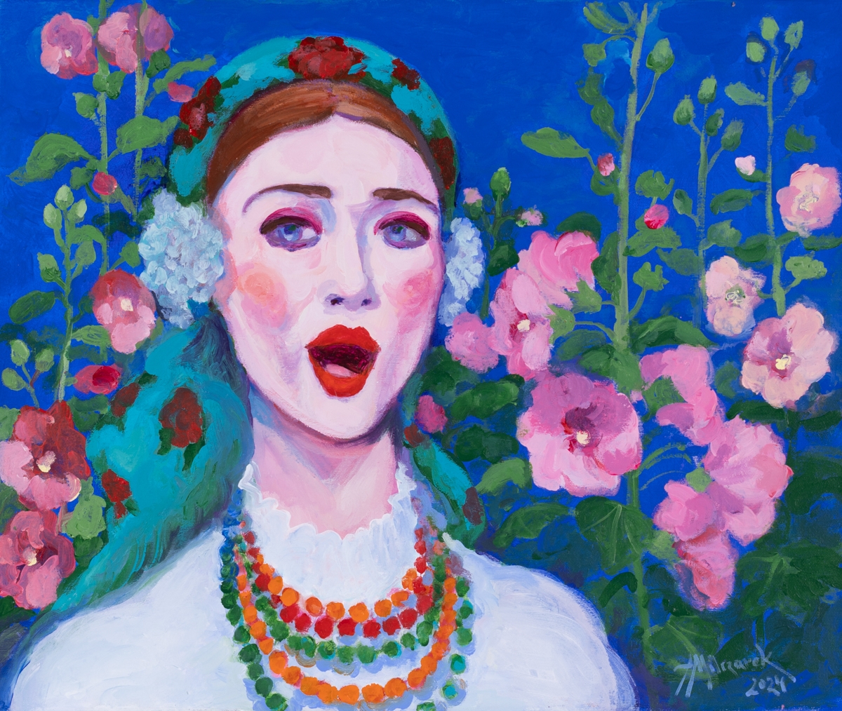 Artwork by Aleksandra Milczarek, Flora z cyklu Folk , 2024, Made of acrylic, canvas