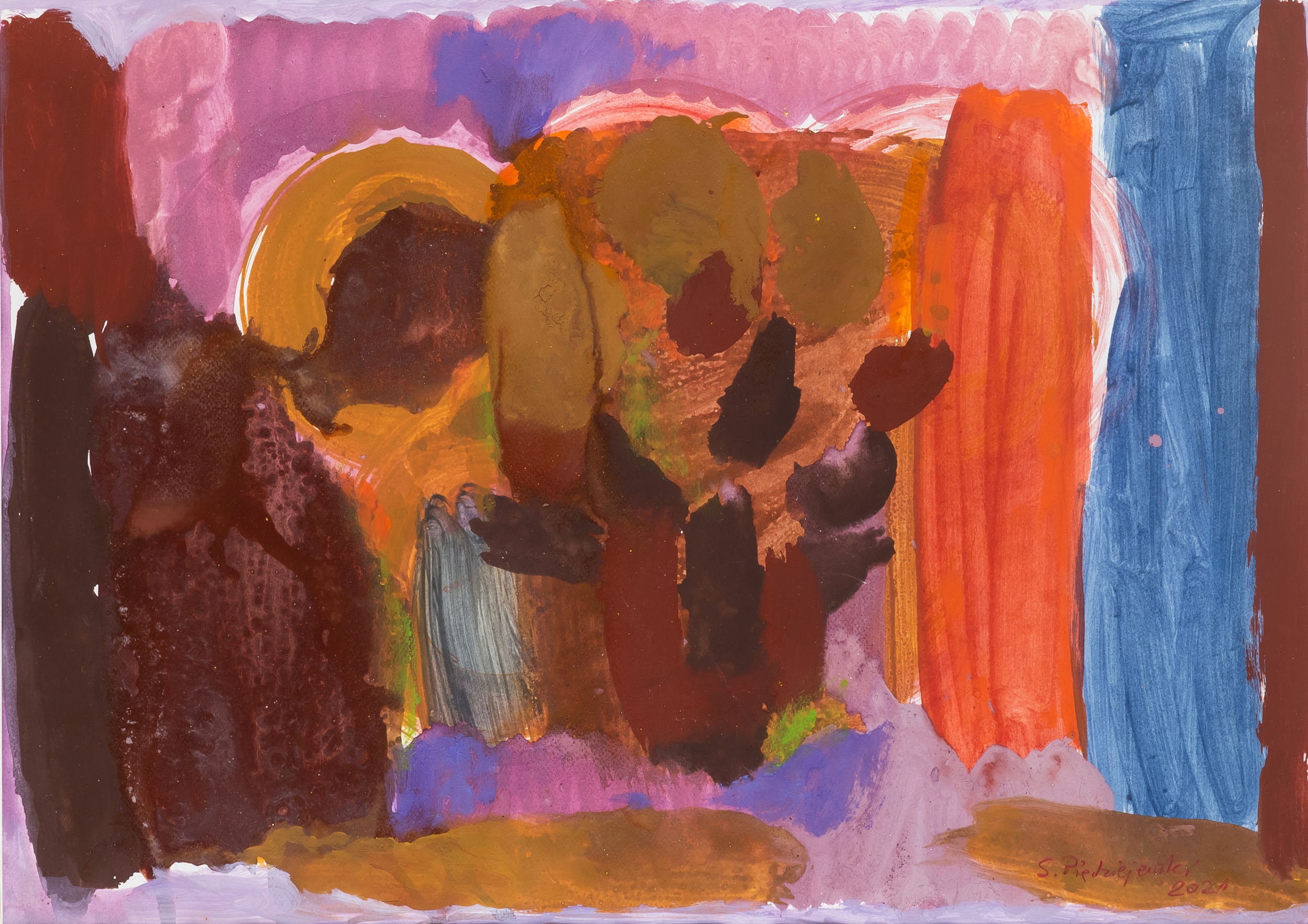 Artwork by Sylwester Piedziejewski, Pejzaż, 2021, Made of acrylic on paper