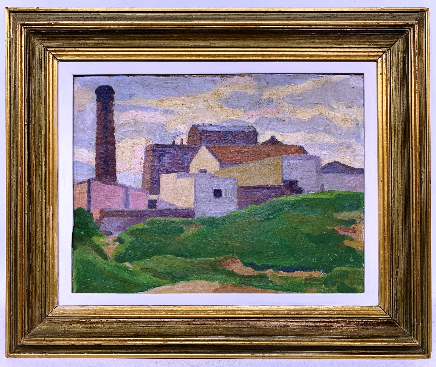 Artwork by Adolfo Sollazzo, Paisaje con fábrica, Made of óleo sobre cartón