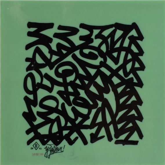 drawing on glass tile Untitled