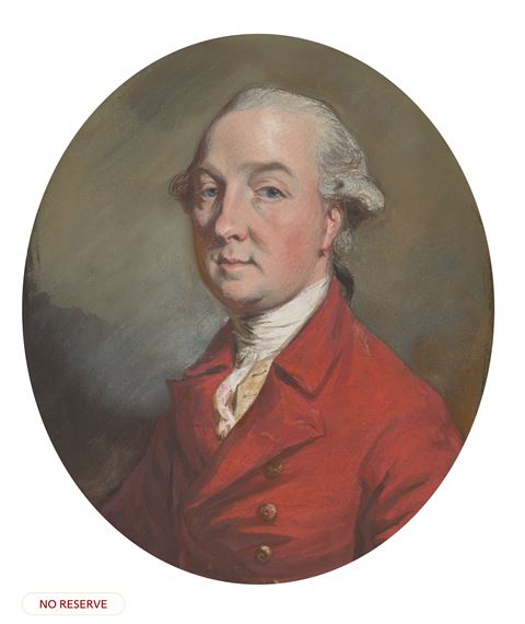 Portrait of Colonel William Harcourt, 3rd Earl Harcourt (-1830), bust-length, in a red coat and white stock by Daniel Gardner