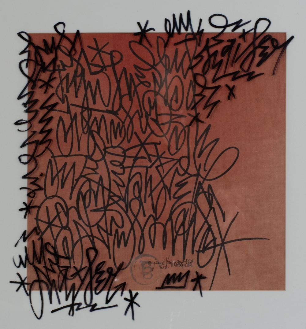 Artwork by Benjamin van Oost, mixed media on paper and on glass Untitled, Made of mixed media on paper