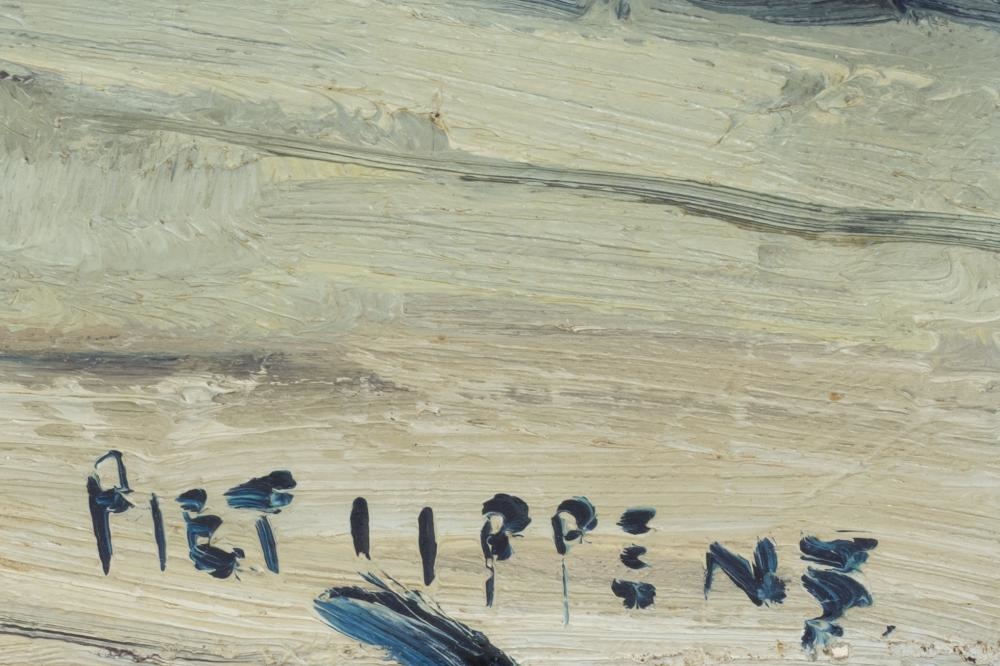 Artwork by Piet Lippens, Landscape With Mill, Made of oil on panel