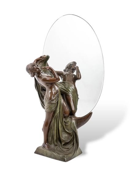 A woman considering her reflection in the mirror by Koenig & Lengsfeld, 19th c