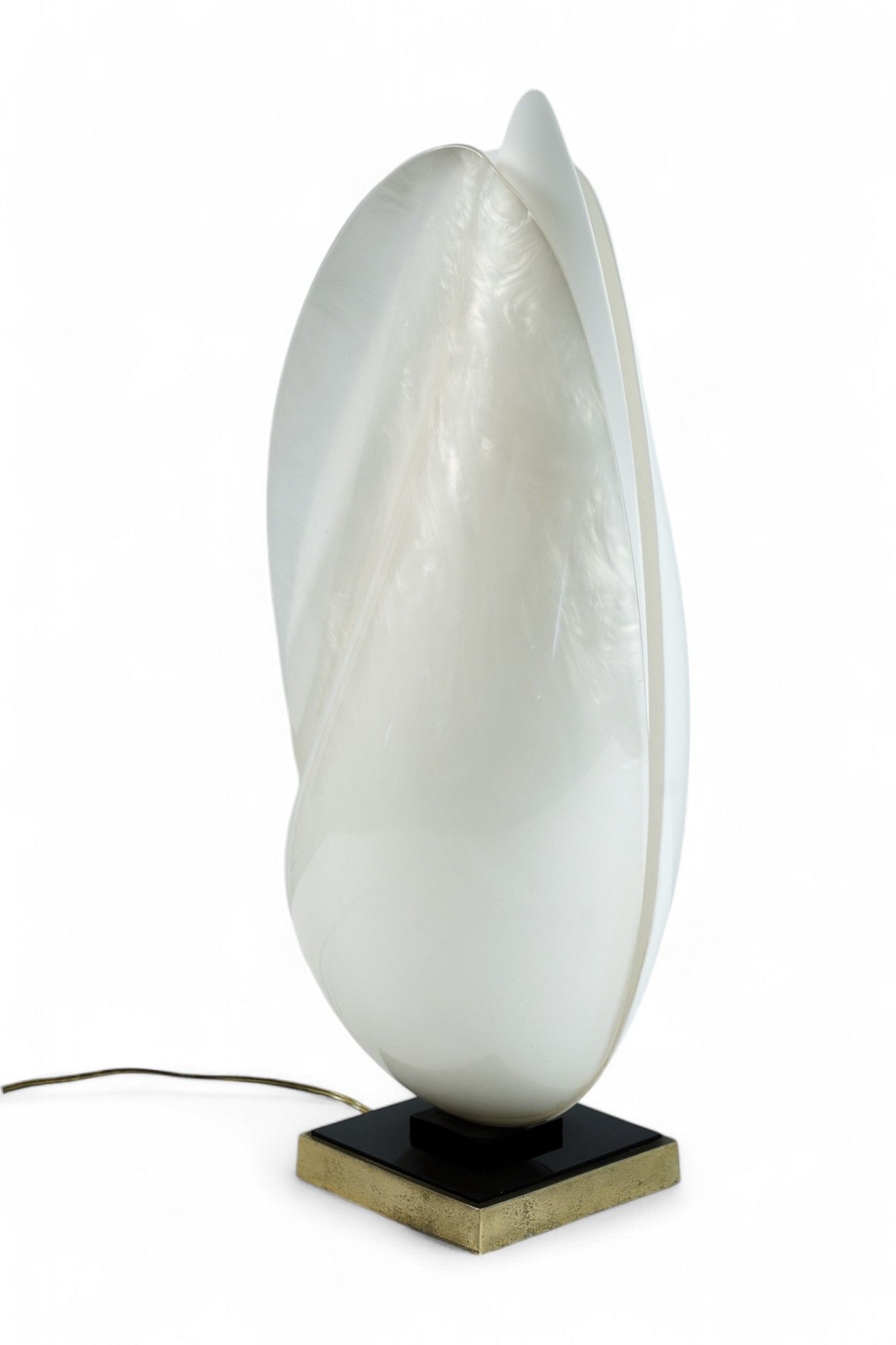 Artwork by Roger Rougier, Roger Rougier Clam Shell Table Lamp, Made of Metal base