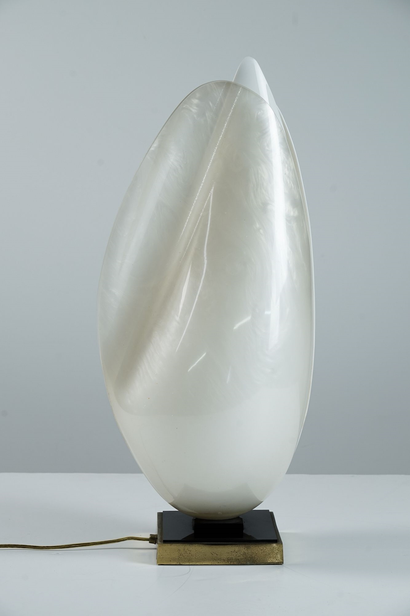 Artwork by Roger Rougier, Roger Rougier Clam Shell Table Lamp, Made of Metal base