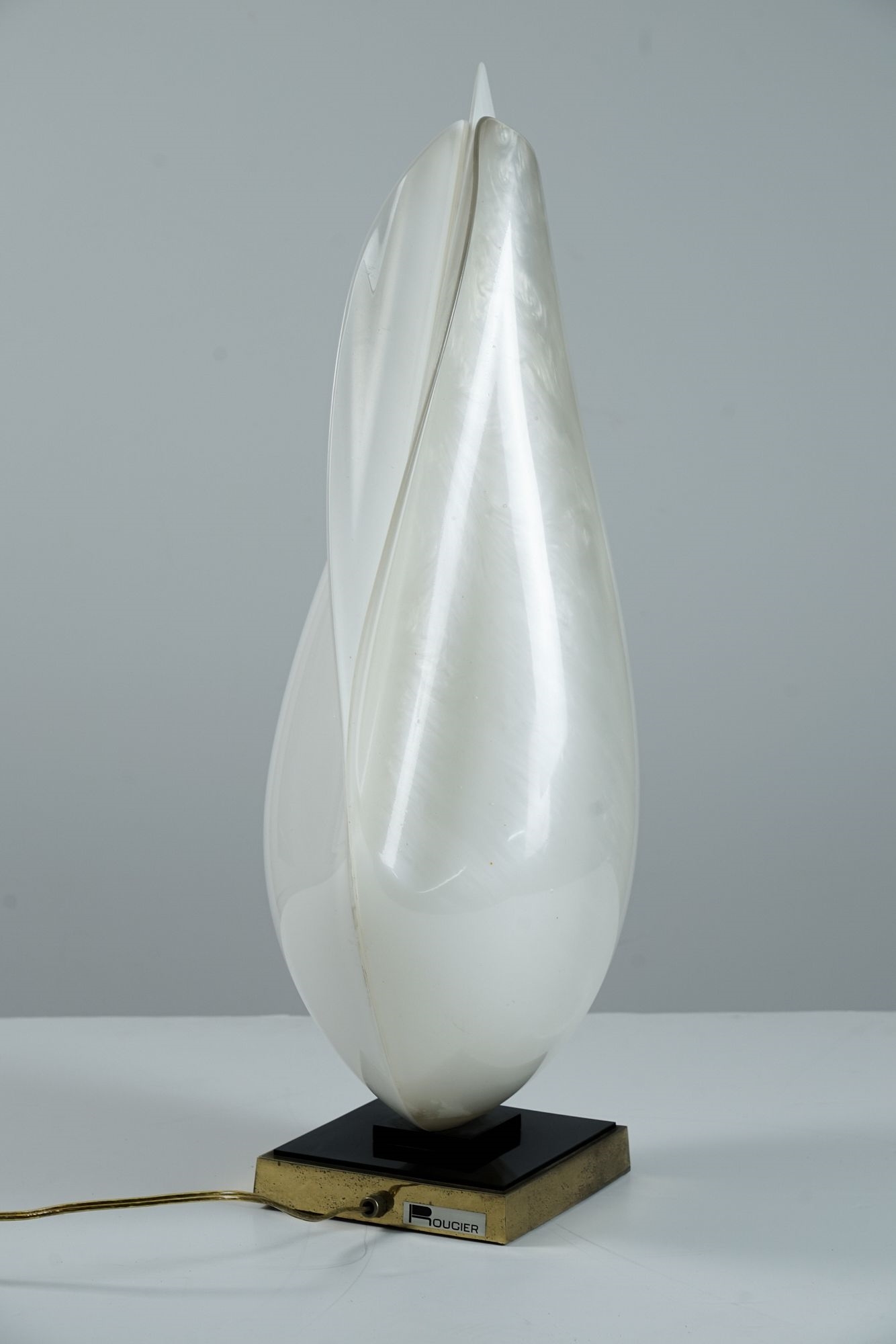 Artwork by Roger Rougier, Roger Rougier Clam Shell Table Lamp, Made of Metal base