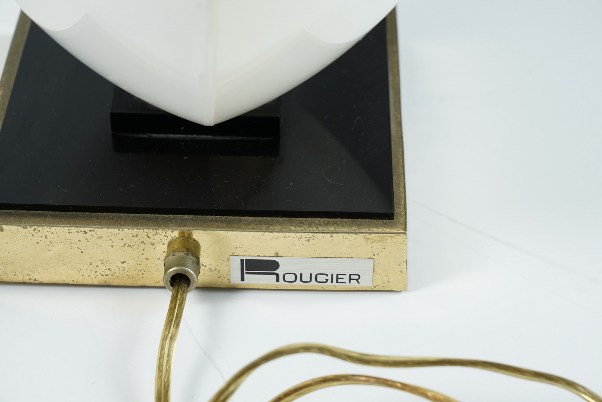 Artwork by Roger Rougier, Roger Rougier Clam Shell Table Lamp, Made of Metal base