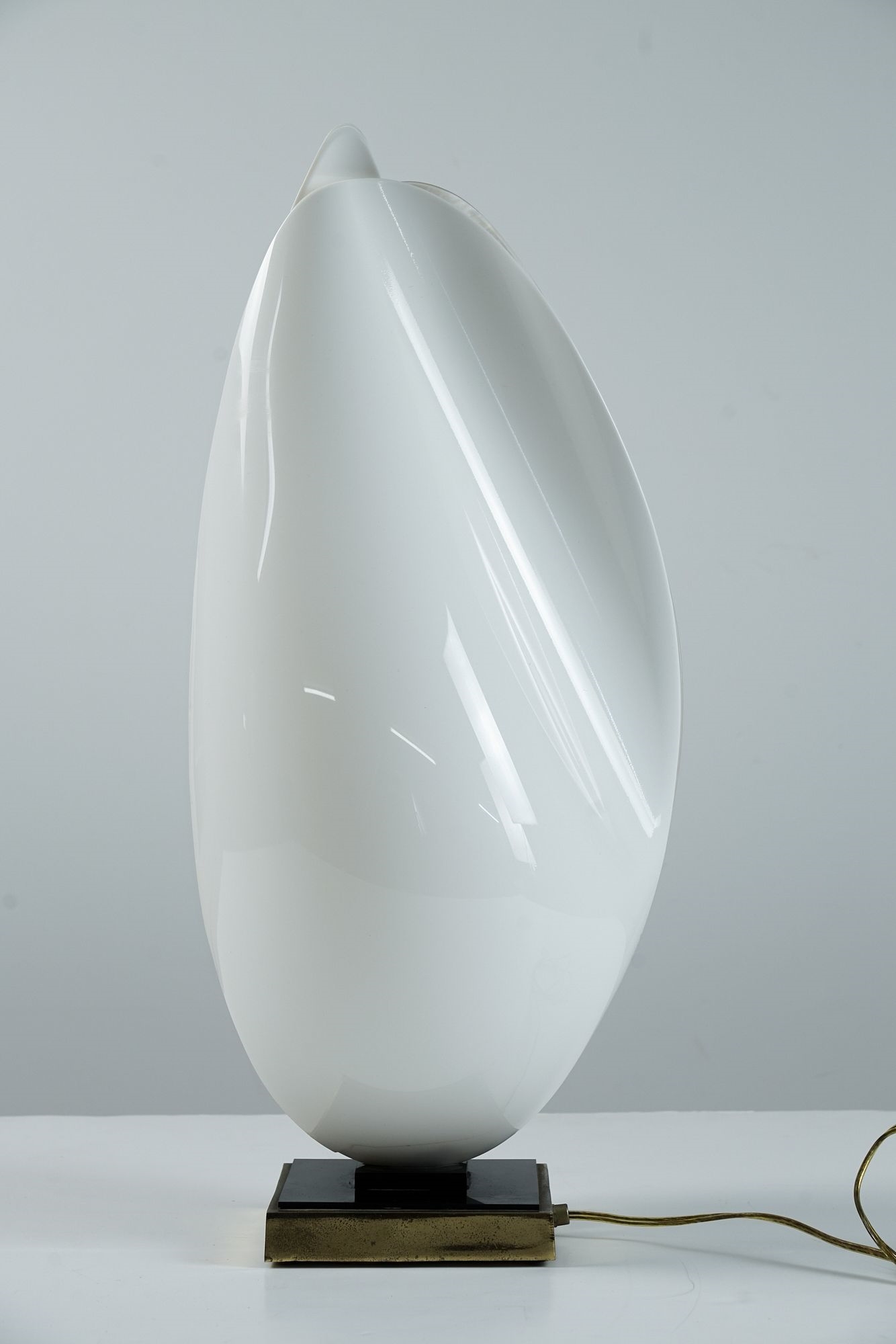 Artwork by Roger Rougier, Roger Rougier Clam Shell Table Lamp, Made of Metal base