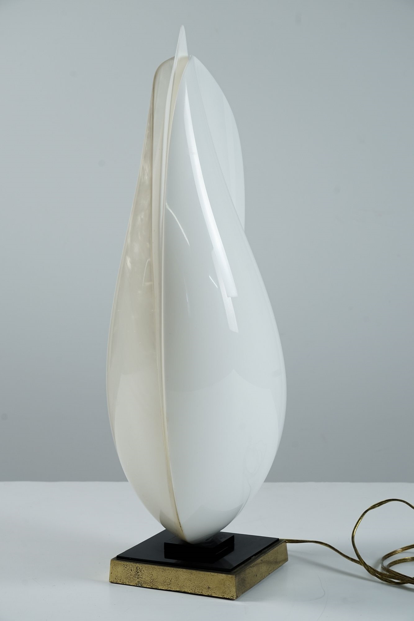 Artwork by Roger Rougier, Roger Rougier Clam Shell Table Lamp, Made of Metal base