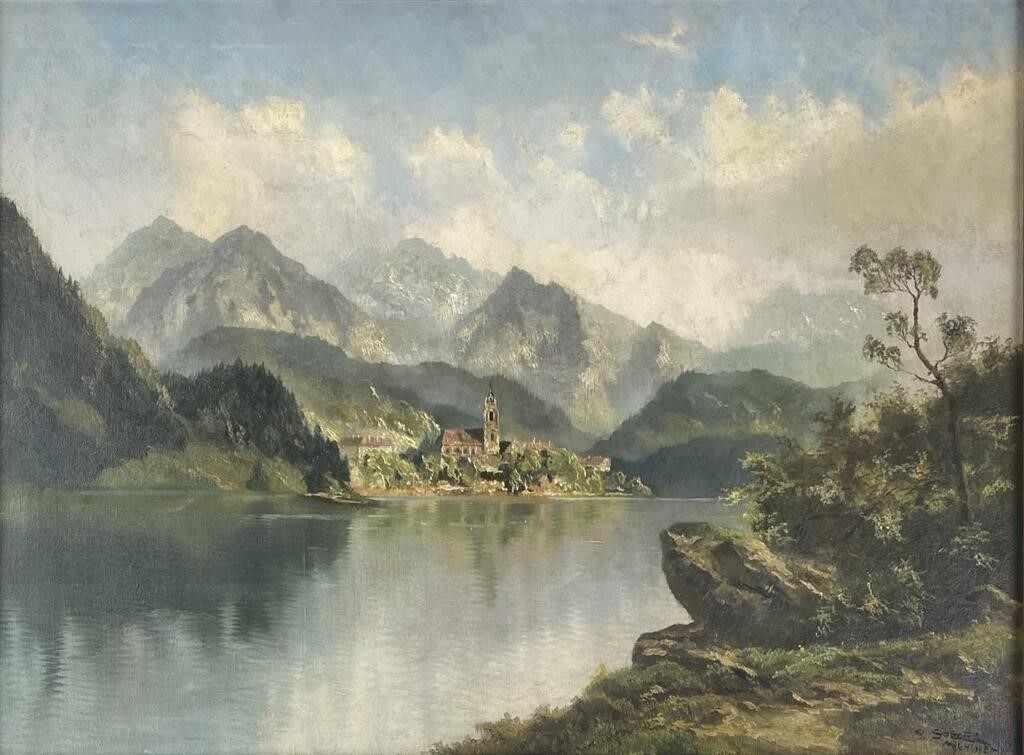 Artwork by Georg Soller, Georg Soller (German, 1906-1965) Oil Landscape, Made of Oil on canvas